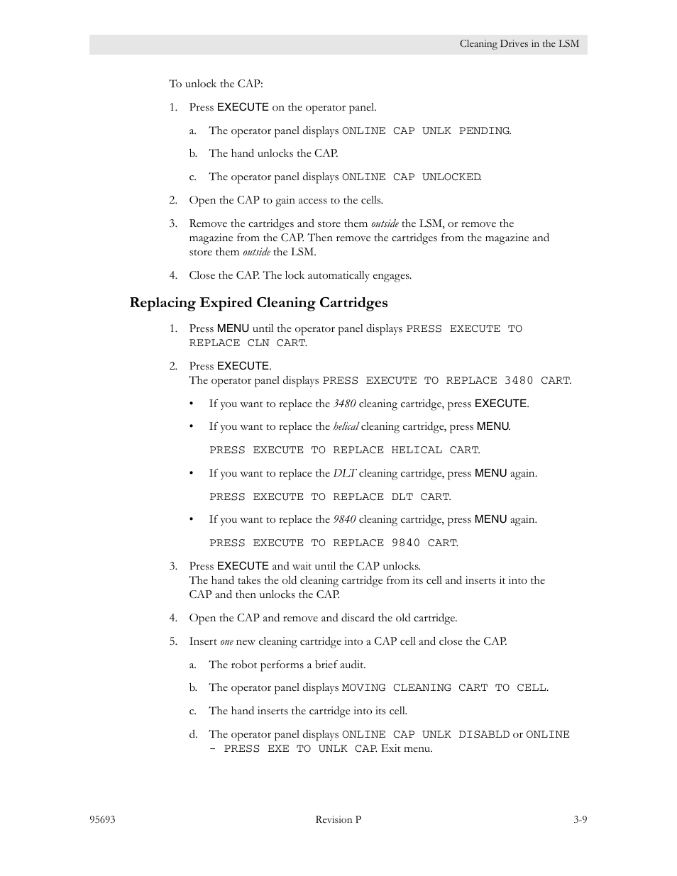 Replacing expired cleaning cartridges, Replacing expired cleaning cartridges -9 | Sun Microsystems TIMBERWOLF 9740 User Manual | Page 41 / 100