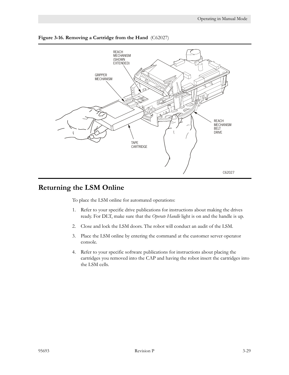 Returning the lsm online, Returning the lsm online -29 | Sun Microsystems TIMBERWOLF 9740 User Manual | Page 61 / 100