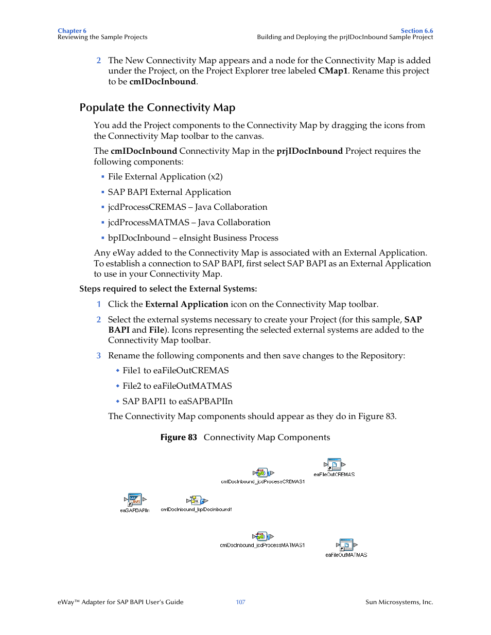 Populate the connectivity map, Populat, The connectivity map | Sun Microsystems eWay SAP BAPI User Manual | Page 107 / 123