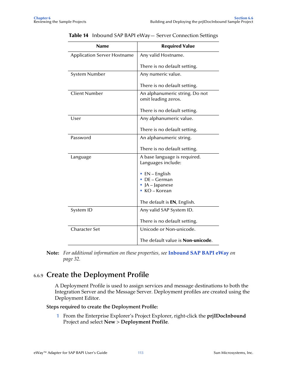 9 create the deployment profile, Create the deployment profile | Sun Microsystems eWay SAP BAPI User Manual | Page 113 / 123