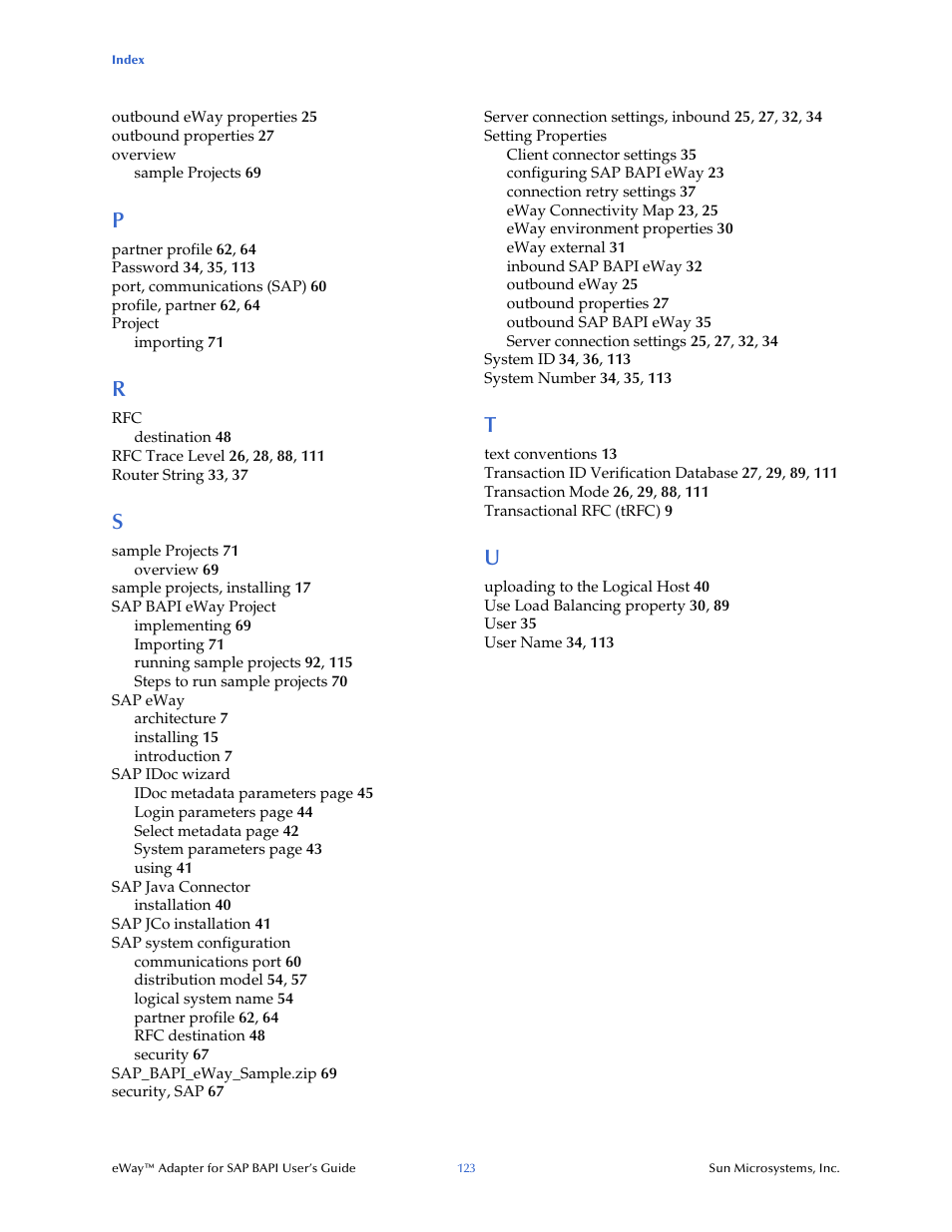 Sun Microsystems eWay SAP BAPI User Manual | Page 123 / 123