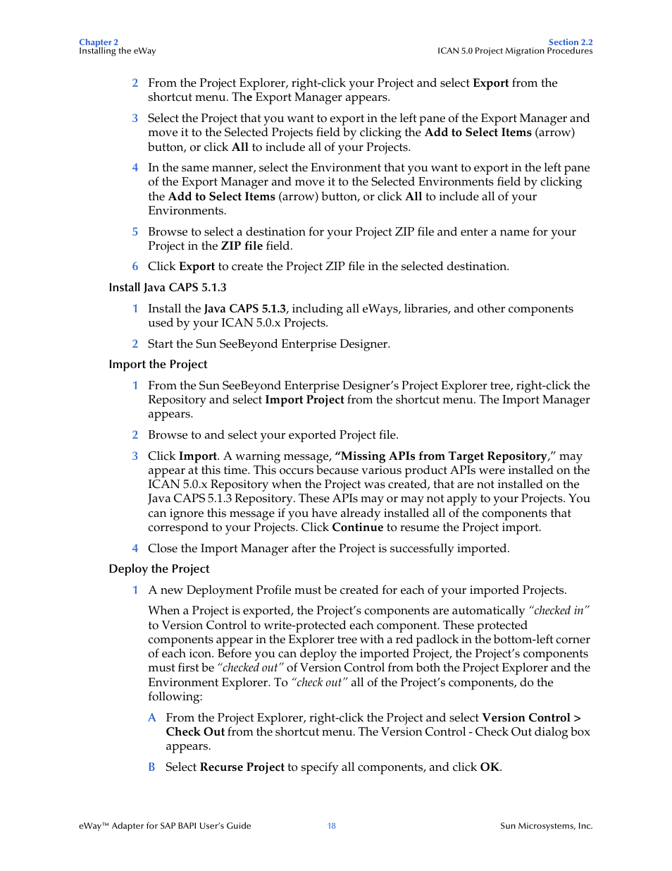 Sun Microsystems eWay SAP BAPI User Manual | Page 18 / 123