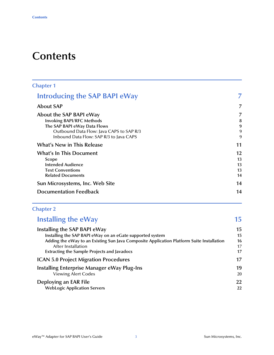 Sun Microsystems eWay SAP BAPI User Manual | Page 3 / 123