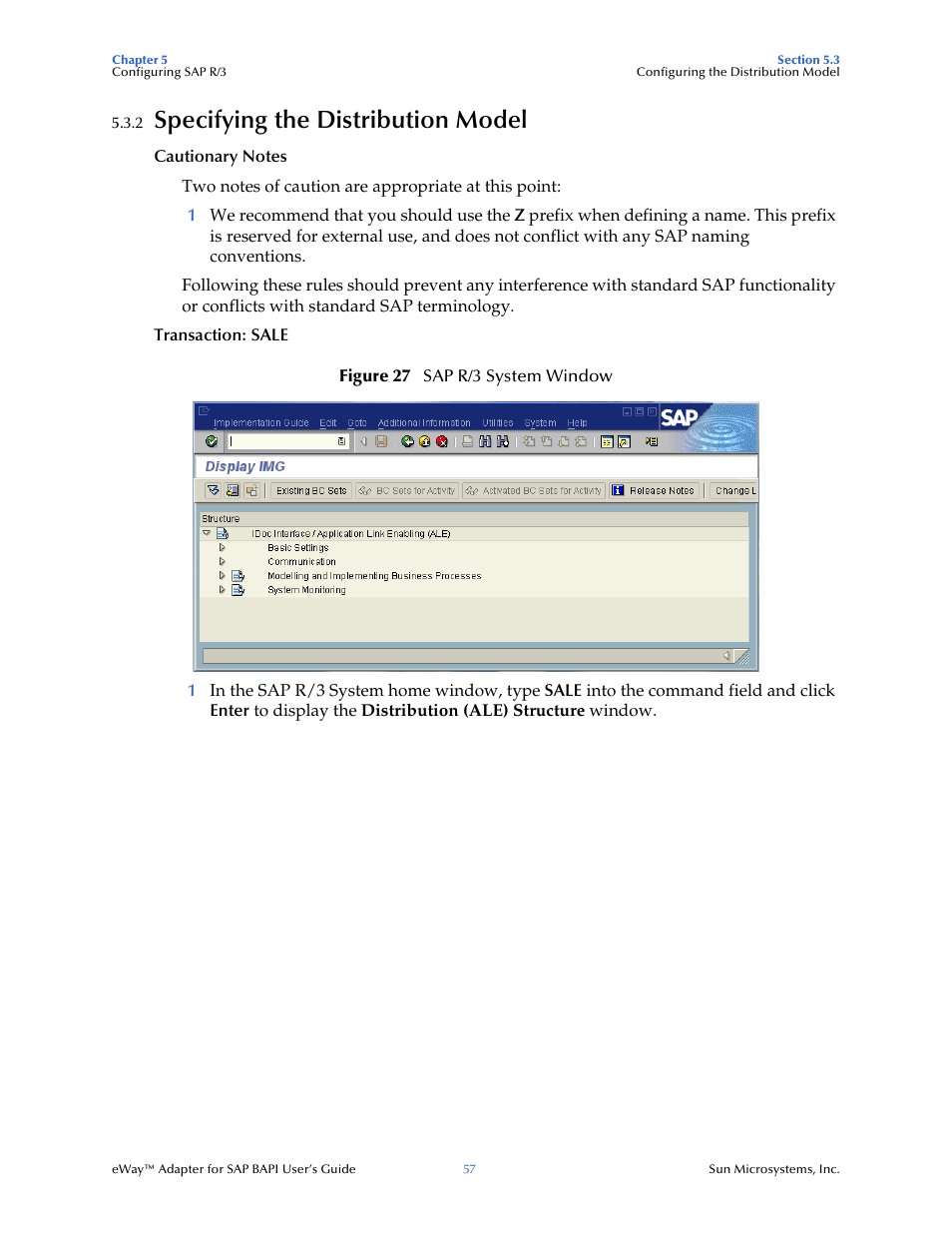 2 specifying the distribution model, Specifying the distribution model | Sun Microsystems eWay SAP BAPI User Manual | Page 57 / 123