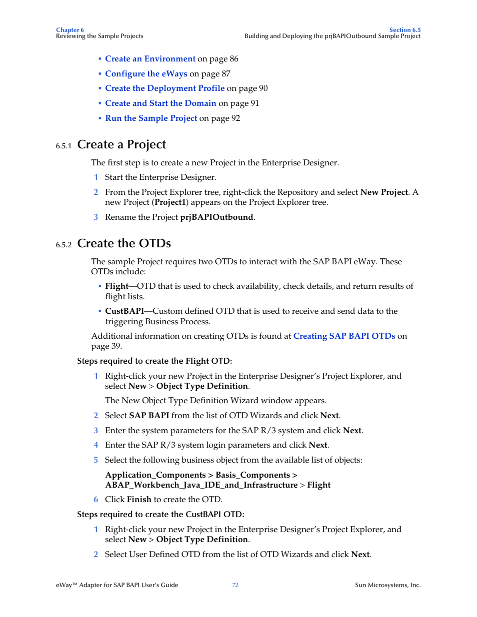 1 create a project, 2 create the otds, Create a project | Create the otds | Sun Microsystems eWay SAP BAPI User Manual | Page 72 / 123