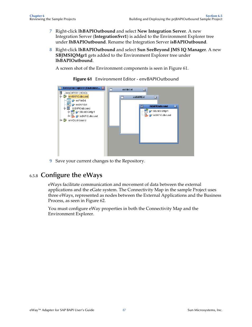 8 configure the eways, Configure the eways | Sun Microsystems eWay SAP BAPI User Manual | Page 87 / 123