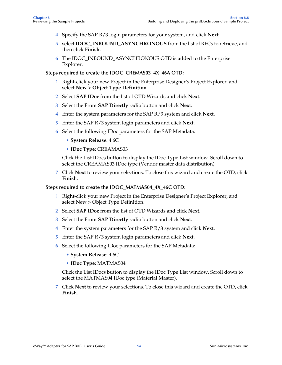 Sun Microsystems eWay SAP BAPI User Manual | Page 94 / 123