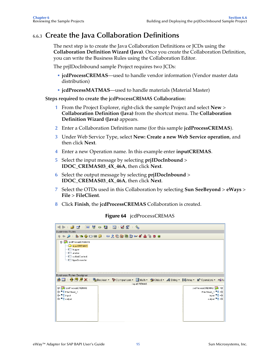 3 create the java collaboration definitions, Create the java collaboration definitions | Sun Microsystems eWay SAP BAPI User Manual | Page 95 / 123