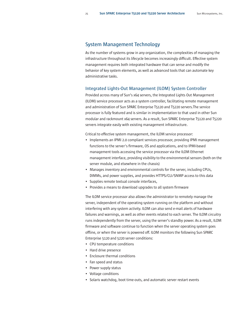 System management technology | Sun Microsystems SPARC T5220 User Manual | Page 27 / 42