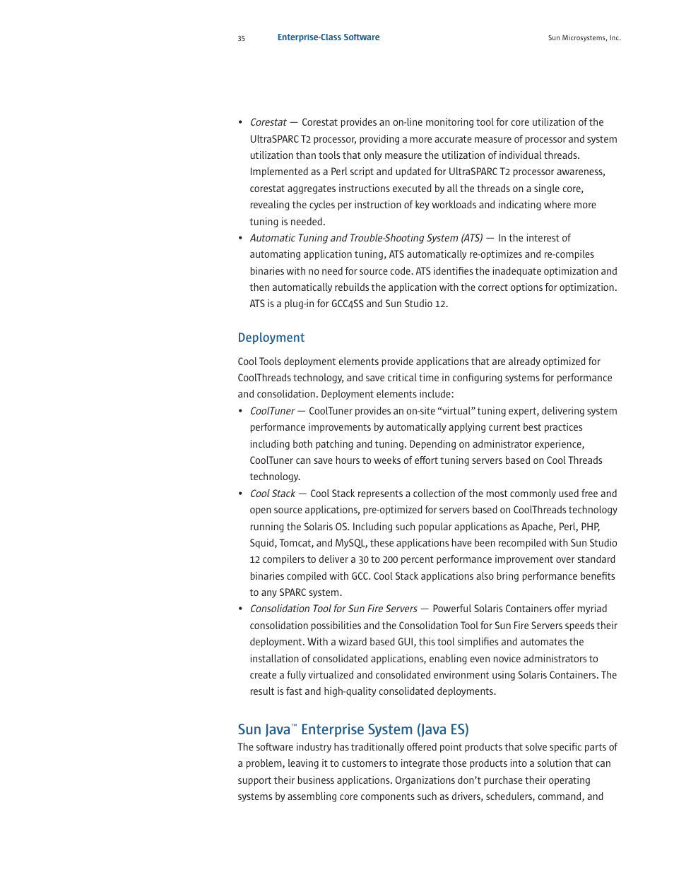 Sun java, Enterprise system (java es) | Sun Microsystems SPARC T5220 User Manual | Page 37 / 42
