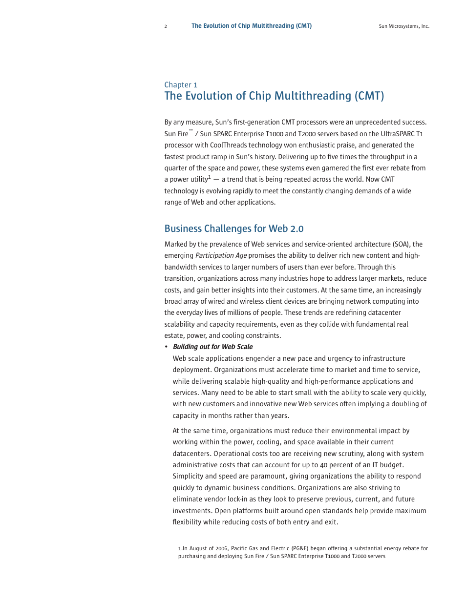 The evolution of chip multithreading (cmt), Business challenges for web 2.0 | Sun Microsystems SPARC T5220 User Manual | Page 4 / 42
