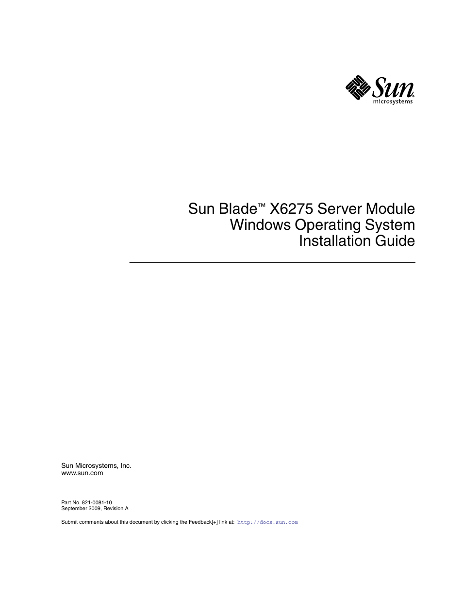 Sun Microsystems SERVER MODULE X6275 User Manual | 38 pages