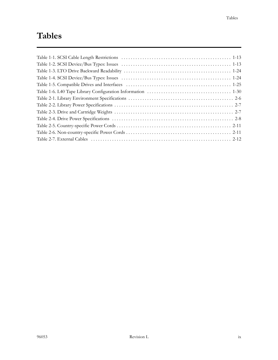 Tables | Sun Microsystems StorageTek L40 User Manual | Page 11 / 92