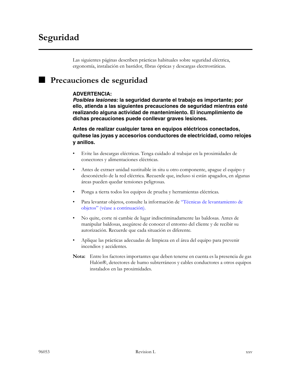 Seguridad, Precauciones de seguridad | Sun Microsystems StorageTek L40 User Manual | Page 27 / 92