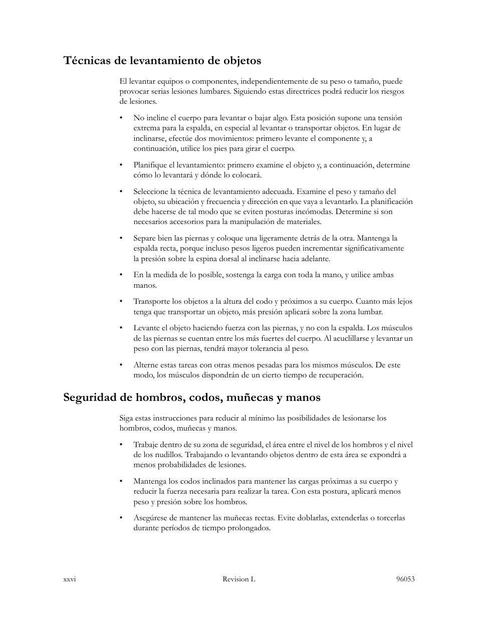 Técnicas de levantamiento de objetos, Seguridad de hombros, codos, muñecas y manos | Sun Microsystems StorageTek L40 User Manual | Page 28 / 92