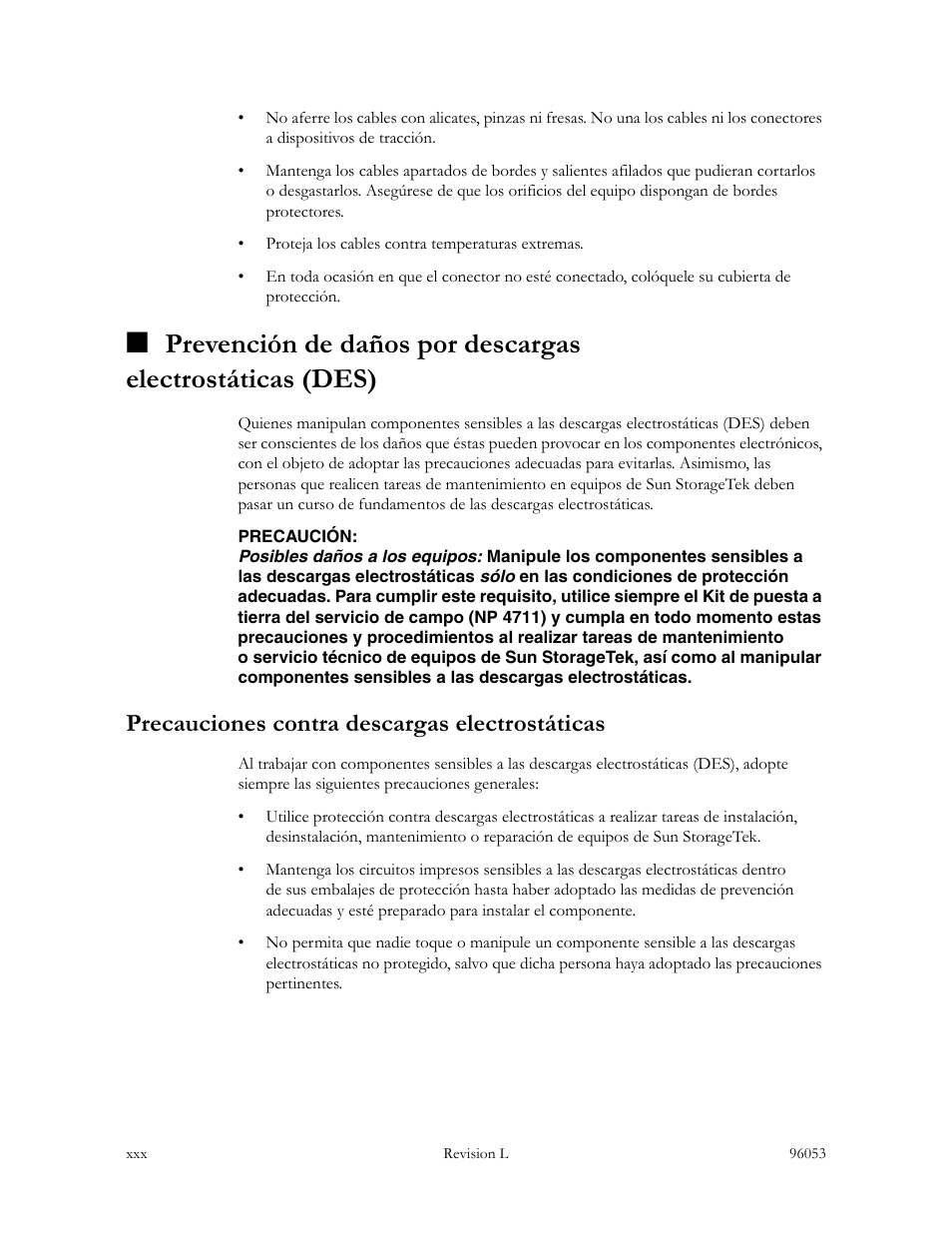 Precauciones contra descargas electrostáticas | Sun Microsystems StorageTek L40 User Manual | Page 32 / 92