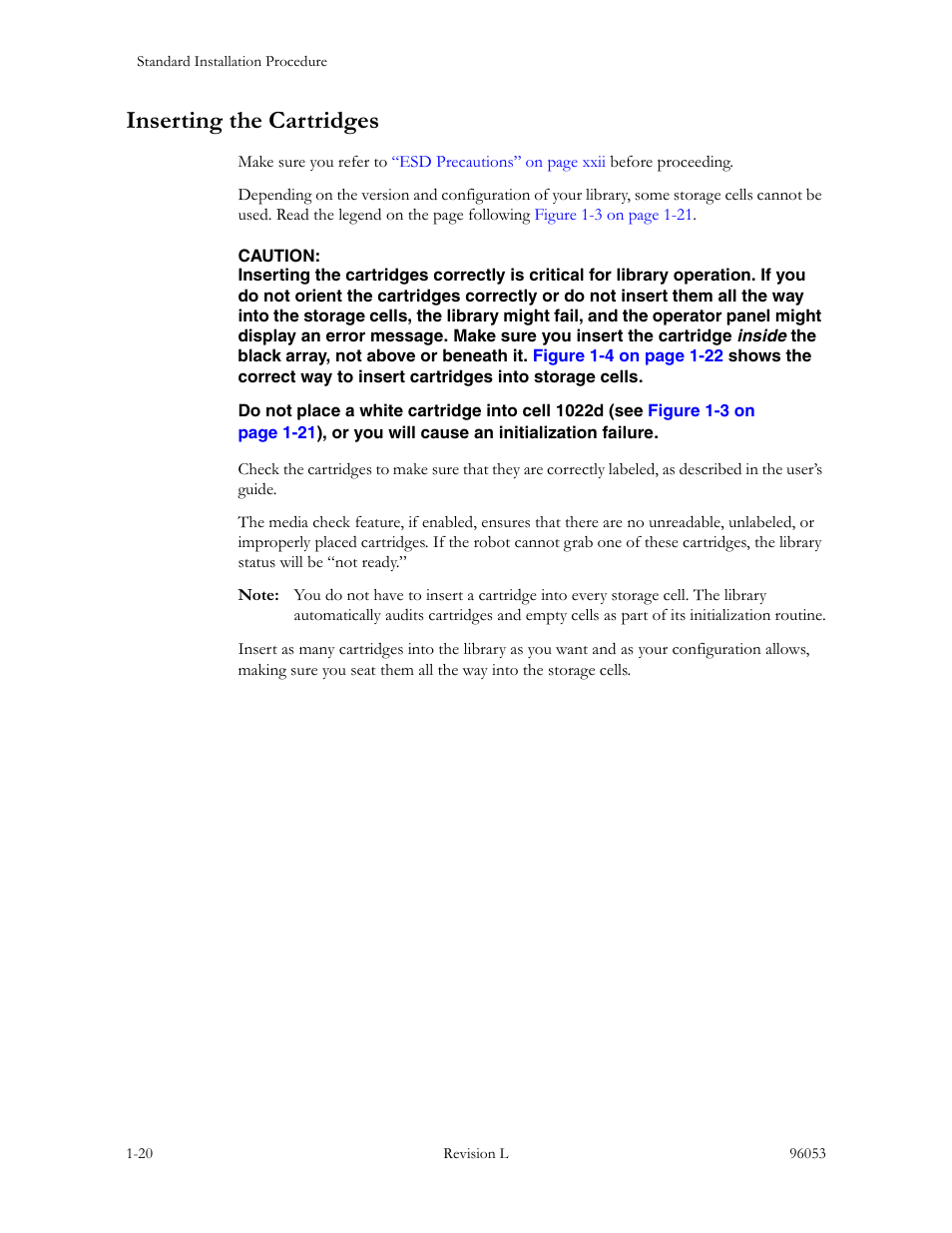 Inserting the cartridges, Inserting the cartridges -20 | Sun Microsystems StorageTek L40 User Manual | Page 54 / 92