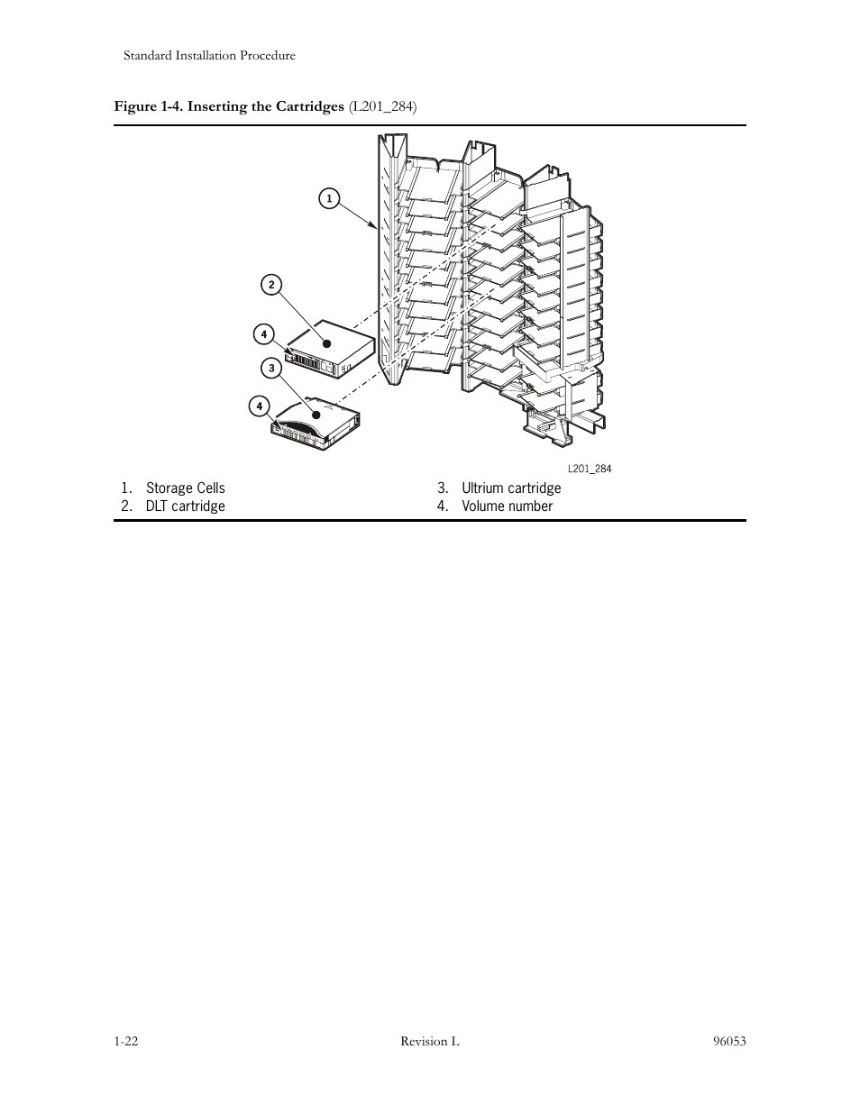 Figure 1-4. inserting the cartridges -22 | Sun Microsystems StorageTek L40 User Manual | Page 56 / 92