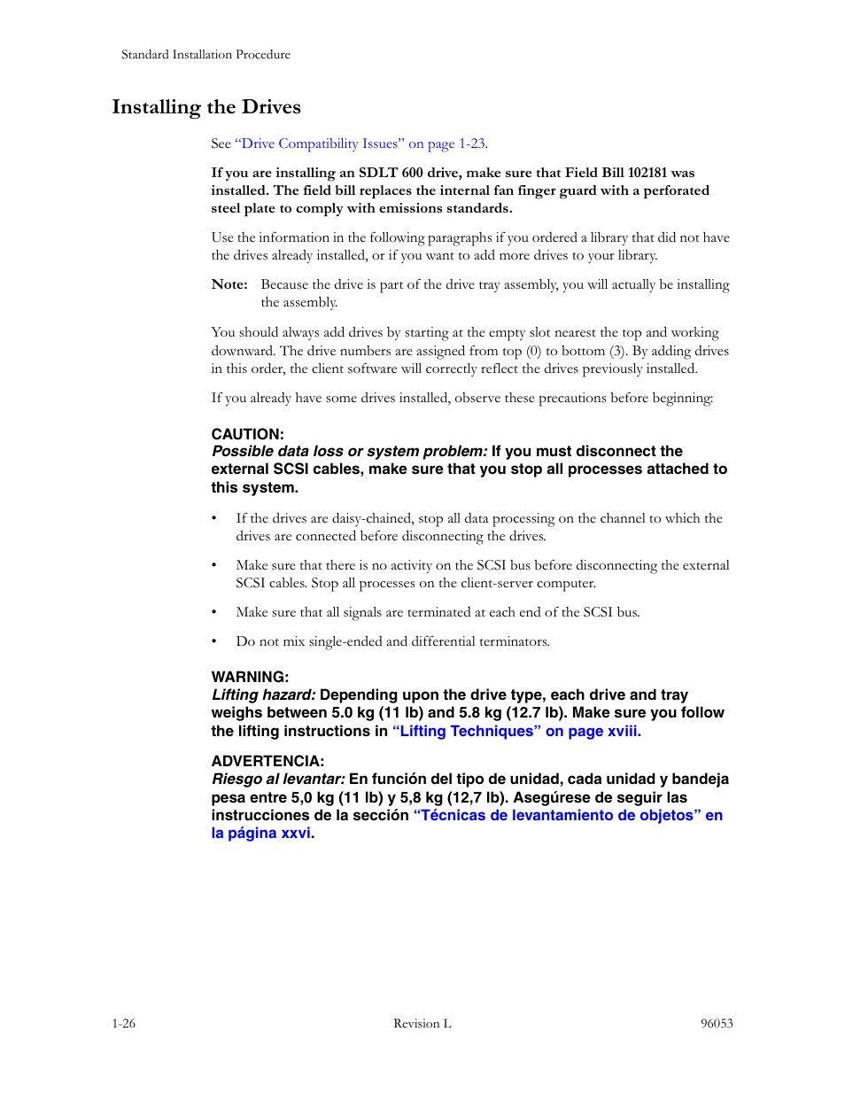 Installing the drives, Installing the drives -26 | Sun Microsystems StorageTek L40 User Manual | Page 60 / 92