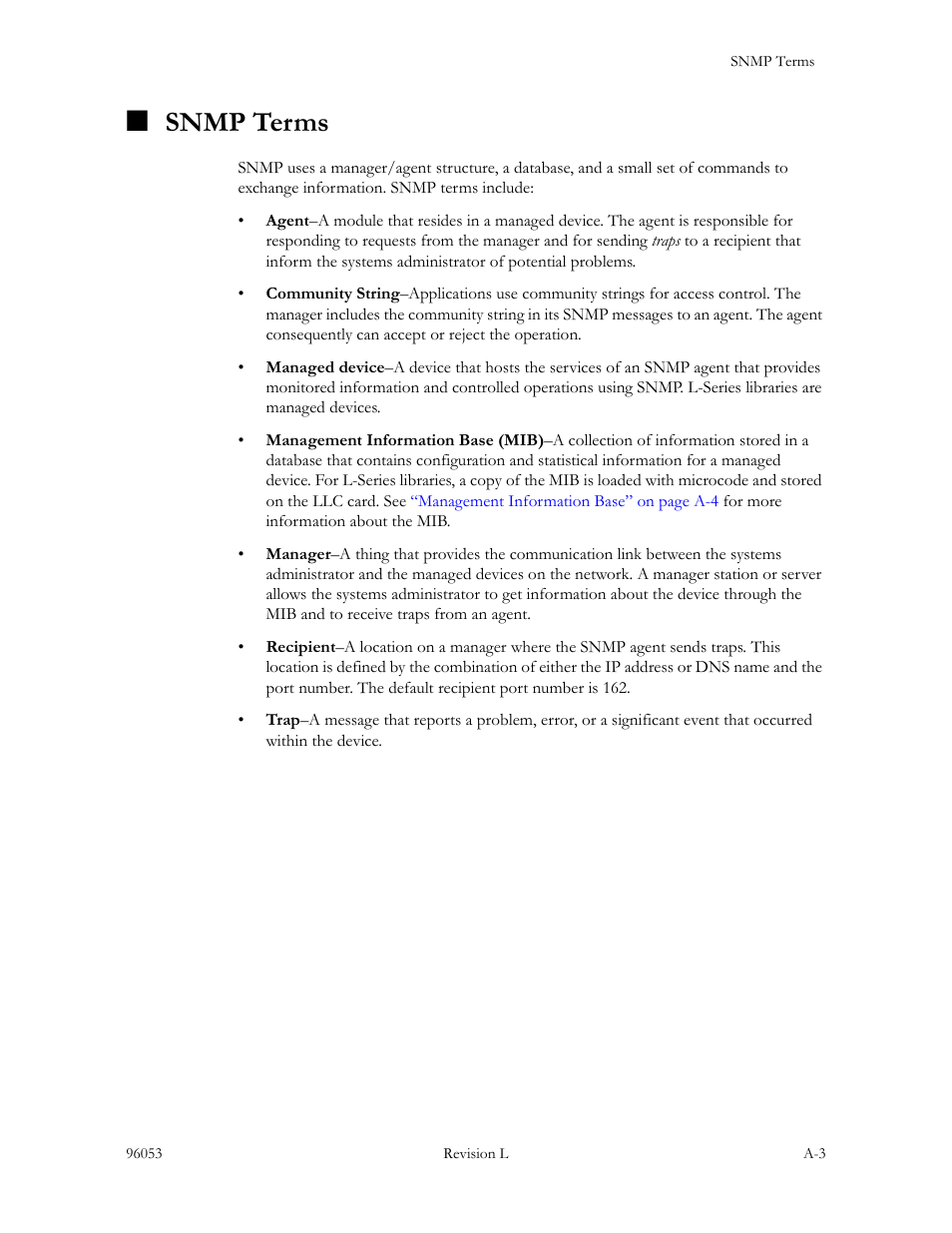 Snmp terms | Sun Microsystems StorageTek L40 User Manual | Page 79 / 92