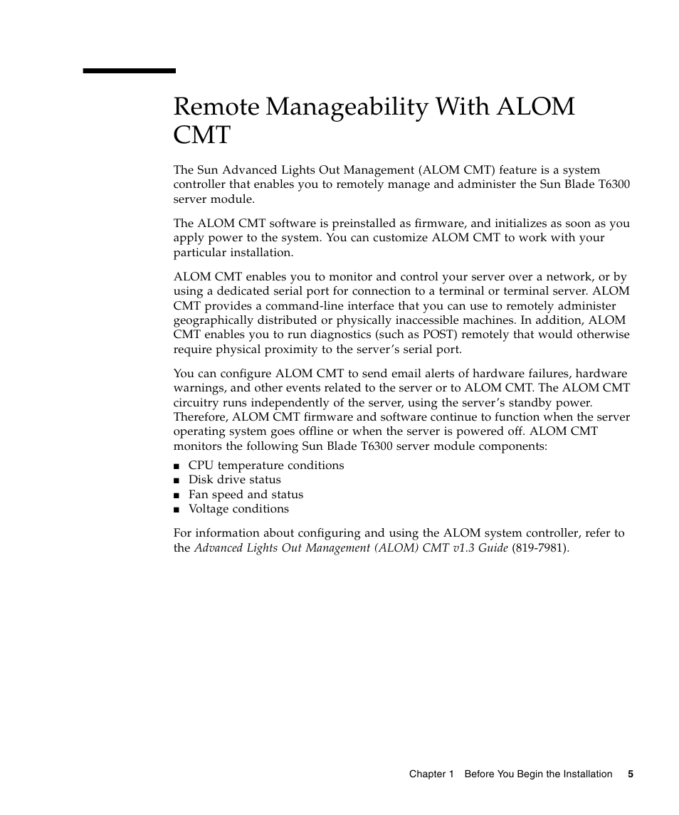 Remote manageability with alom cmt | Sun Microsystems Sun Blade T6300 User Manual | Page 13 / 20