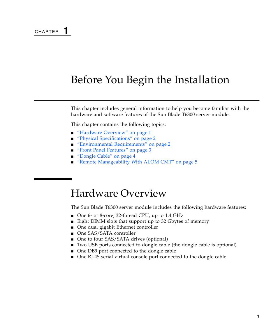 Before you begin the installation, Hardware overview | Sun Microsystems Sun Blade T6300 User Manual | Page 9 / 20