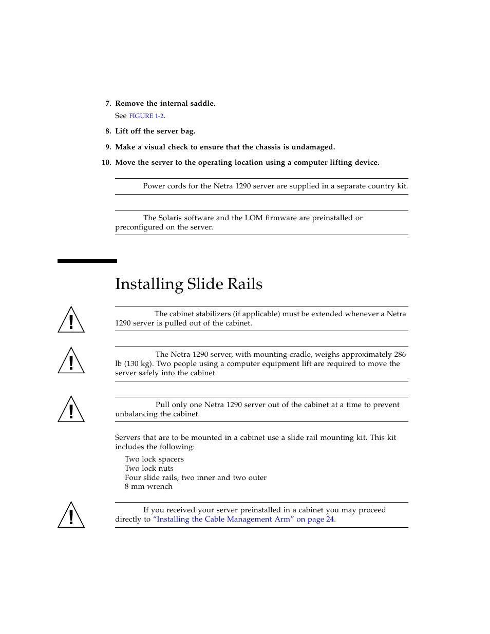 Installing slide rails | Sun Microsystems SERVER 1290 User Manual | Page 16 / 76