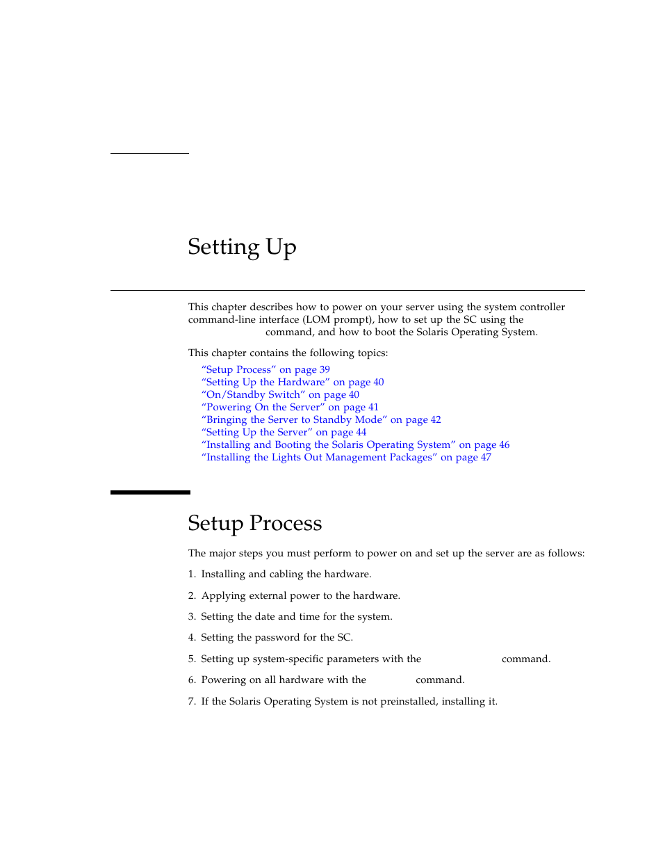 Setting up, Setup process, Chapter 2 | Sun Microsystems SERVER 1290 User Manual | Page 51 / 76