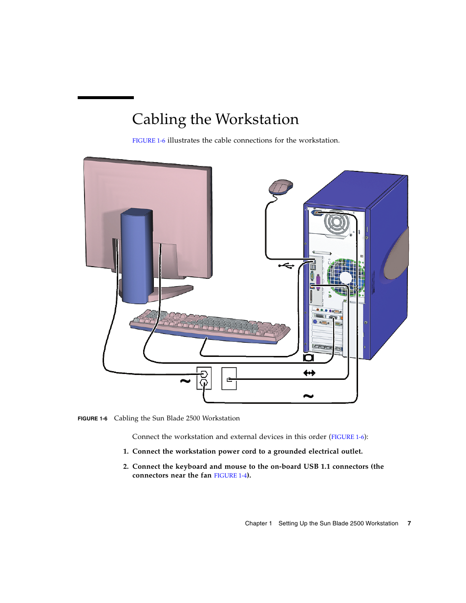 Cabling the workstation, Figure | Sun Microsystems Sun Blade 2500 User Manual | Page 23 / 56