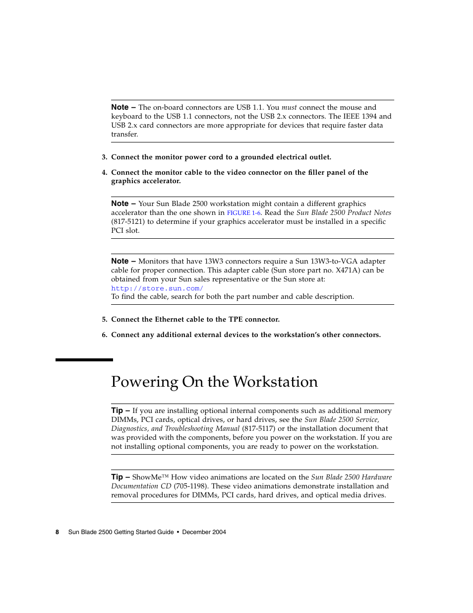 Powering on the workstation | Sun Microsystems Sun Blade 2500 User Manual | Page 24 / 56