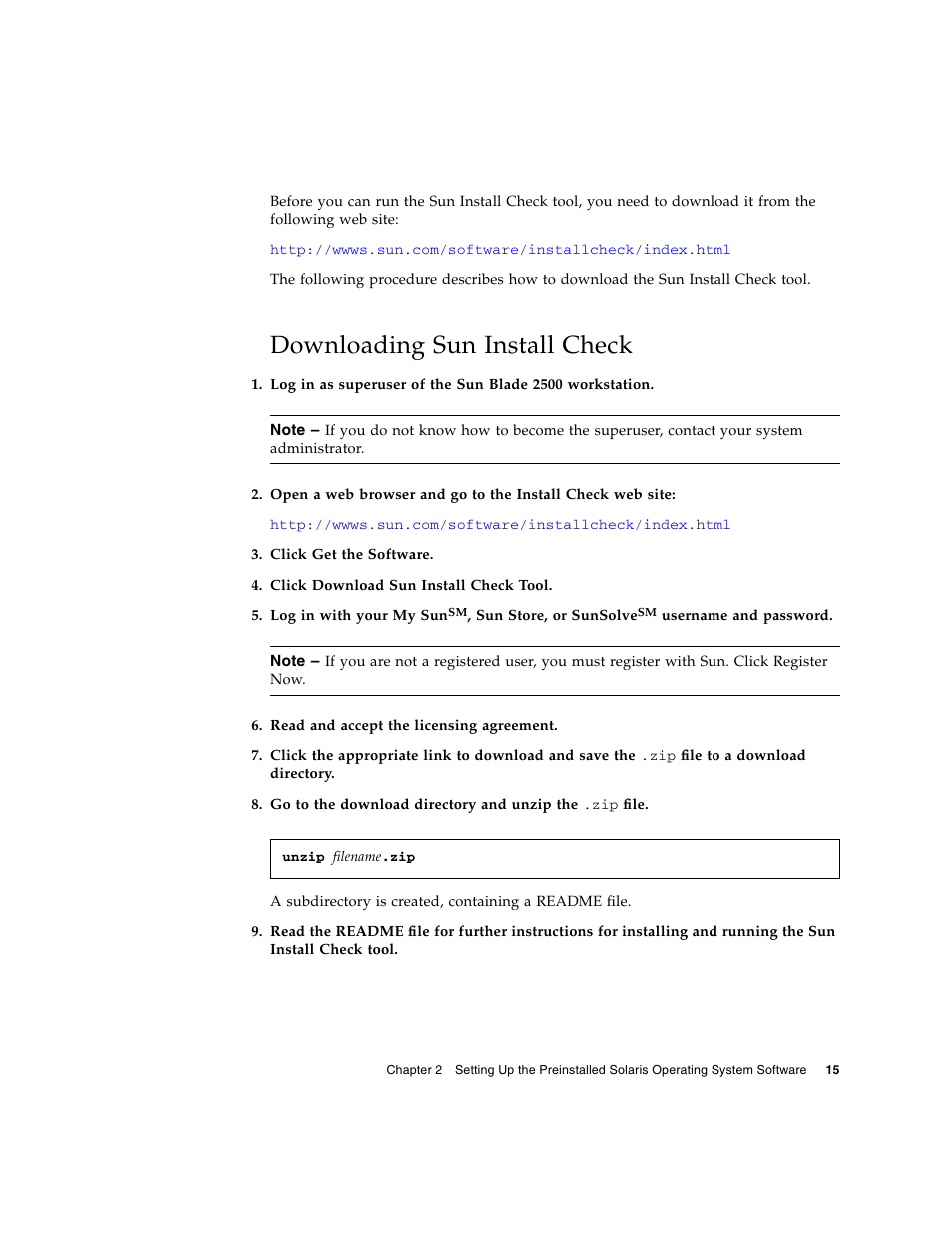 Downloading sun install check | Sun Microsystems Sun Blade 2500 User Manual | Page 31 / 56