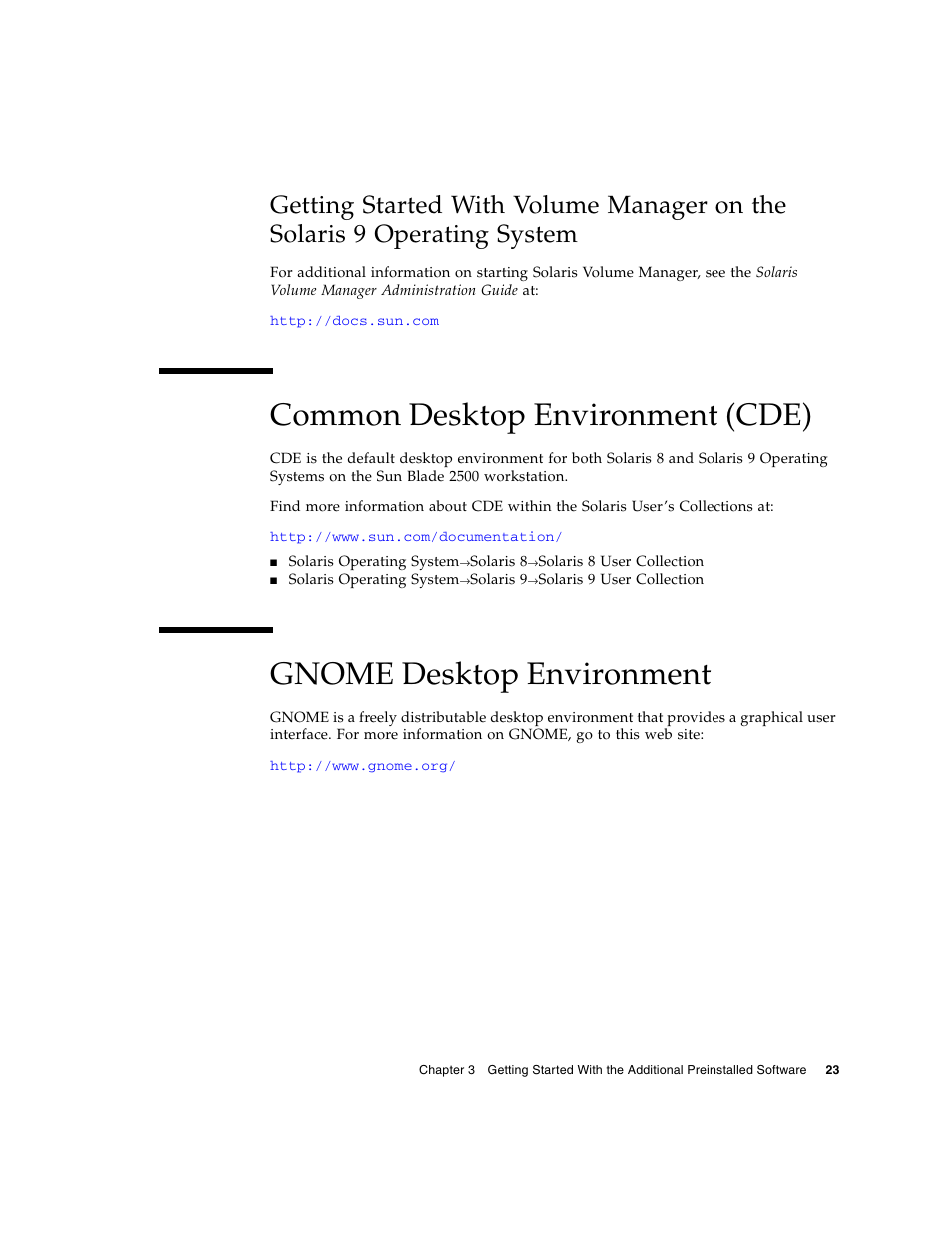 Common desktop environment (cde), Gnome desktop environment | Sun Microsystems Sun Blade 2500 User Manual | Page 39 / 56