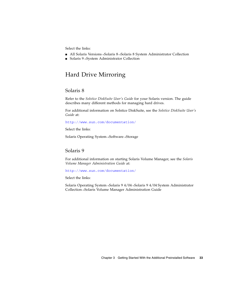 Hard drive mirroring, Solaris 8, Solaris 9 | Sun Microsystems Sun Blade 2500 User Manual | Page 49 / 56