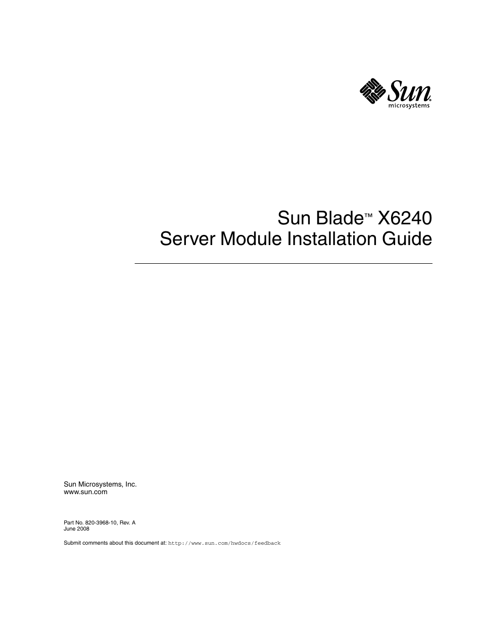 Sun Microsystems X6240 User Manual | 72 pages
