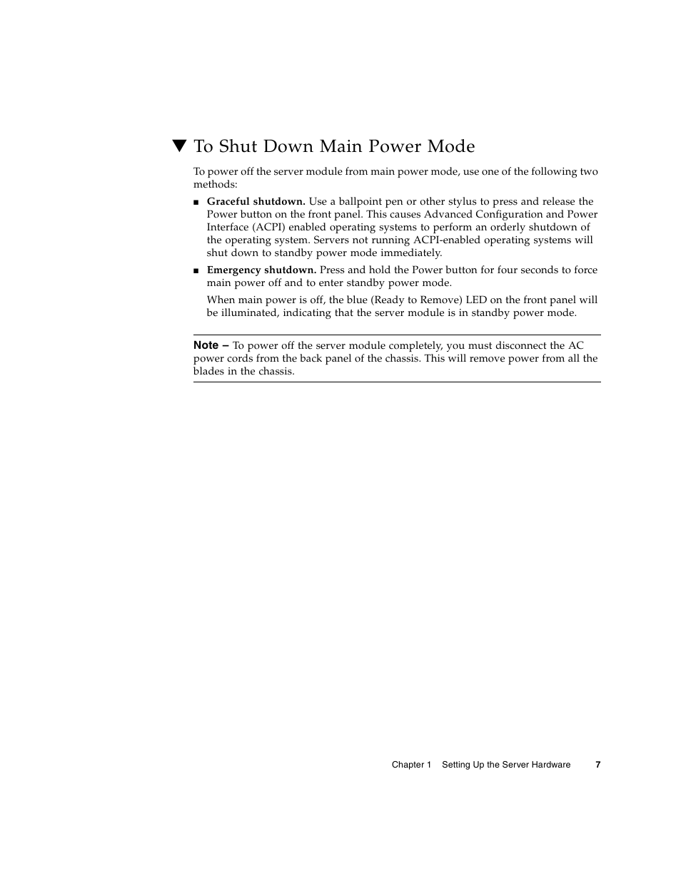 To shut down main power mode | Sun Microsystems X6240 User Manual | Page 19 / 72