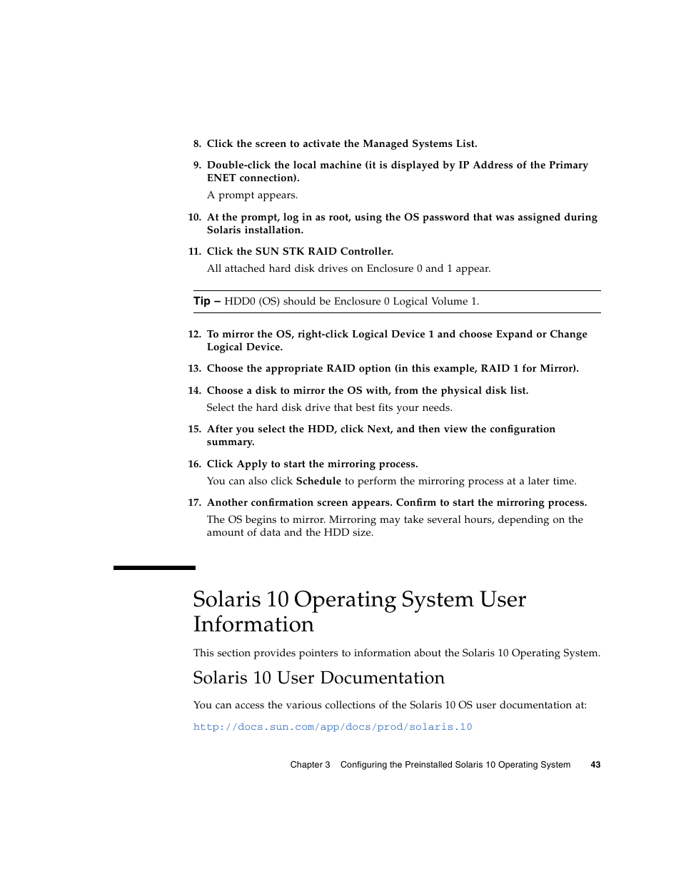 Solaris 10 operating system user information, Solaris 10 user documentation | Sun Microsystems X6240 User Manual | Page 55 / 72