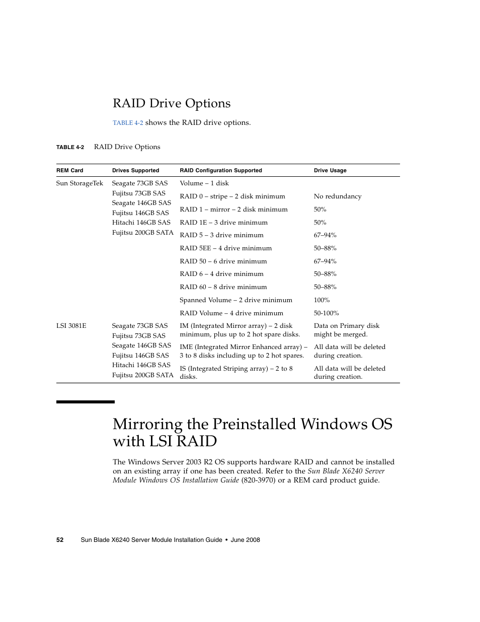 Raid drive options | Sun Microsystems X6240 User Manual | Page 64 / 72