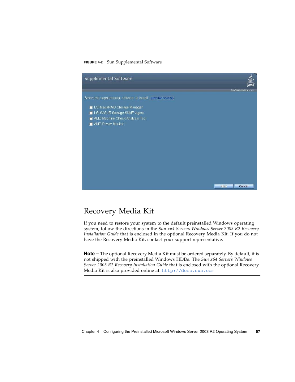 Recovery media kit, Figure 4-2 | Sun Microsystems X6240 User Manual | Page 69 / 72