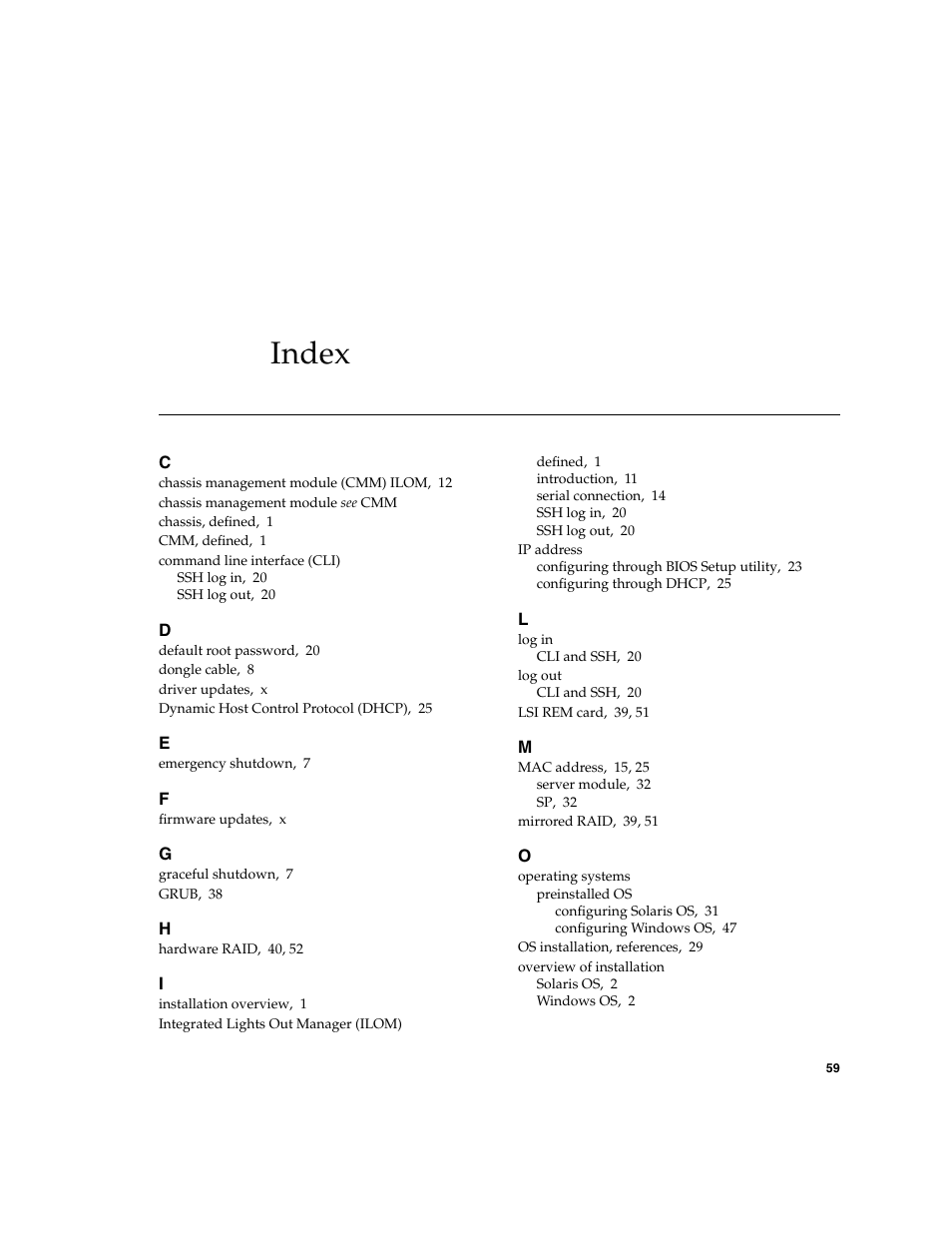 Index | Sun Microsystems X6240 User Manual | Page 71 / 72