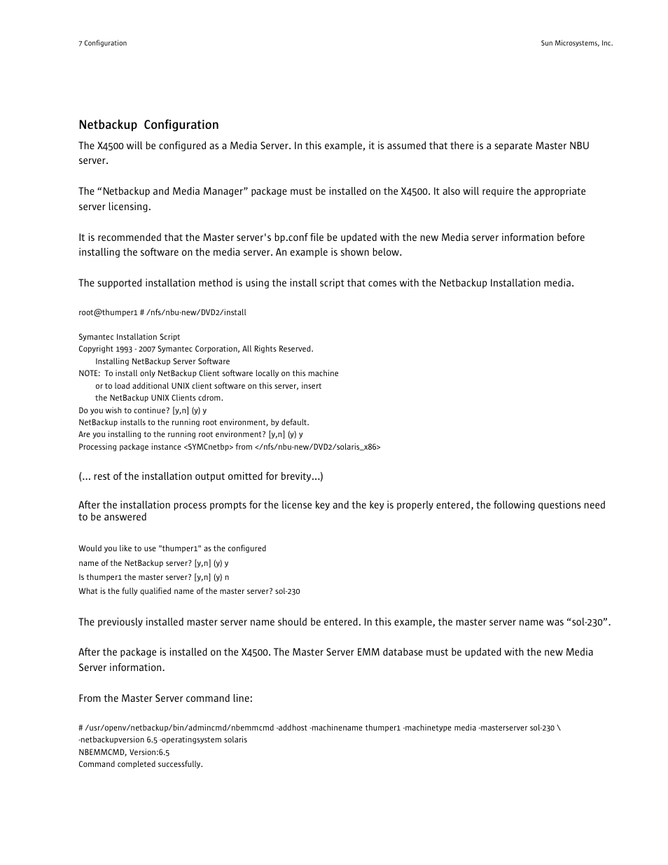 Netbackup configuration | Sun Microsystems SUN FIRE X4500 User Manual | Page 8 / 20