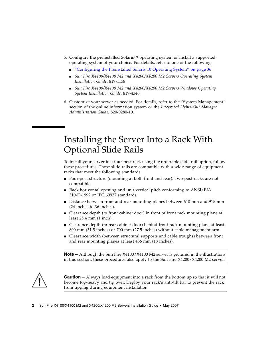 Installing | Sun Microsystems Sun Fire X4100 M2 User Manual | Page 10 / 50