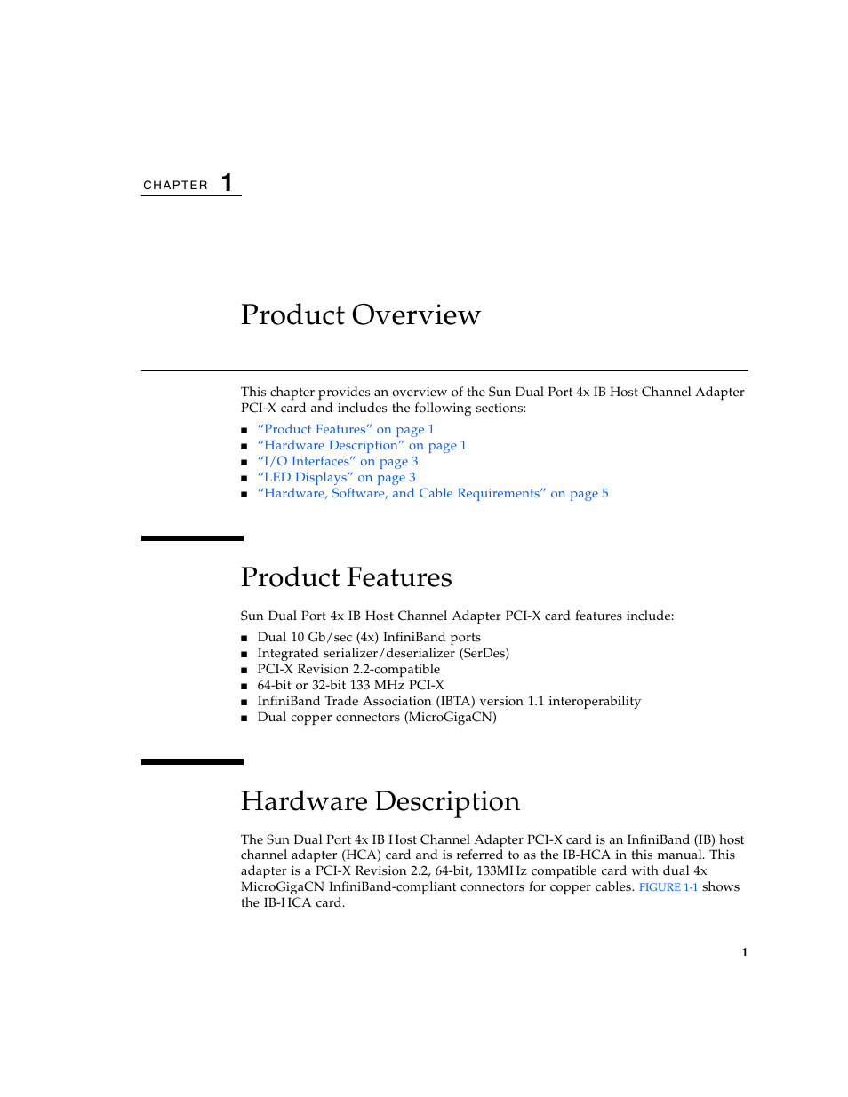 Product overview, Product features, Hardware description | Chapter 1 | Sun Microsystems PCI User Manual | Page 23 / 50