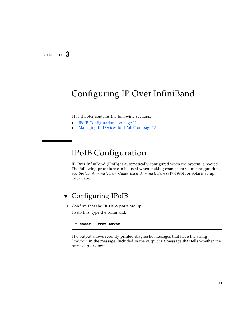 Configuring ip over infiniband, Ipoib configuration, Configuring ipoib | Chapter 3 | Sun Microsystems PCI User Manual | Page 33 / 50