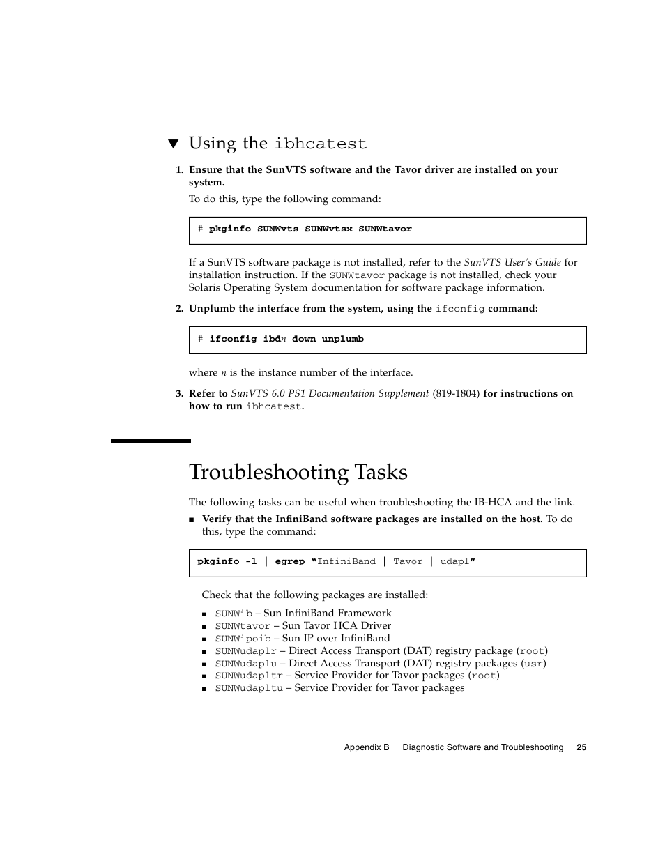 Using the ibhcatest, Troubleshooting tasks, Using the | Sun Microsystems PCI User Manual | Page 45 / 50