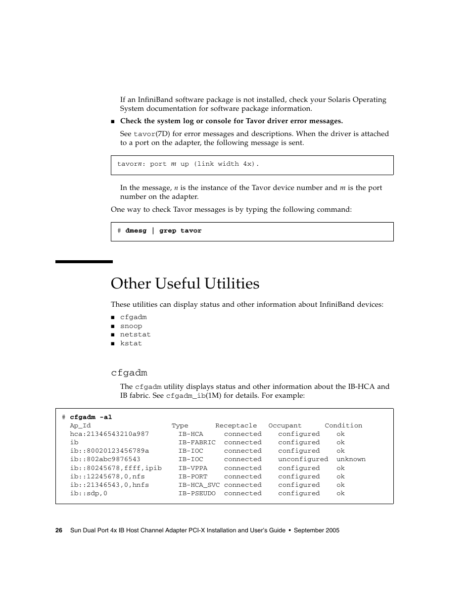 Other useful utilities, Cfgadm | Sun Microsystems PCI User Manual | Page 46 / 50