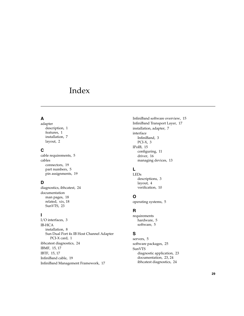 Index | Sun Microsystems PCI User Manual | Page 49 / 50