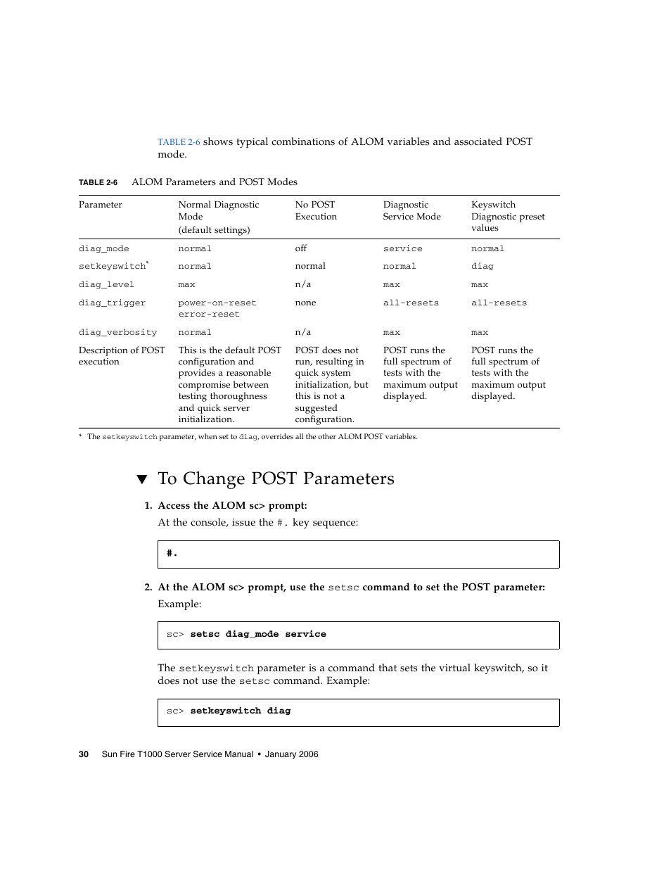 To change post parameters | Sun Microsystems Sun Fire T1000 User Manual | Page 42 / 90