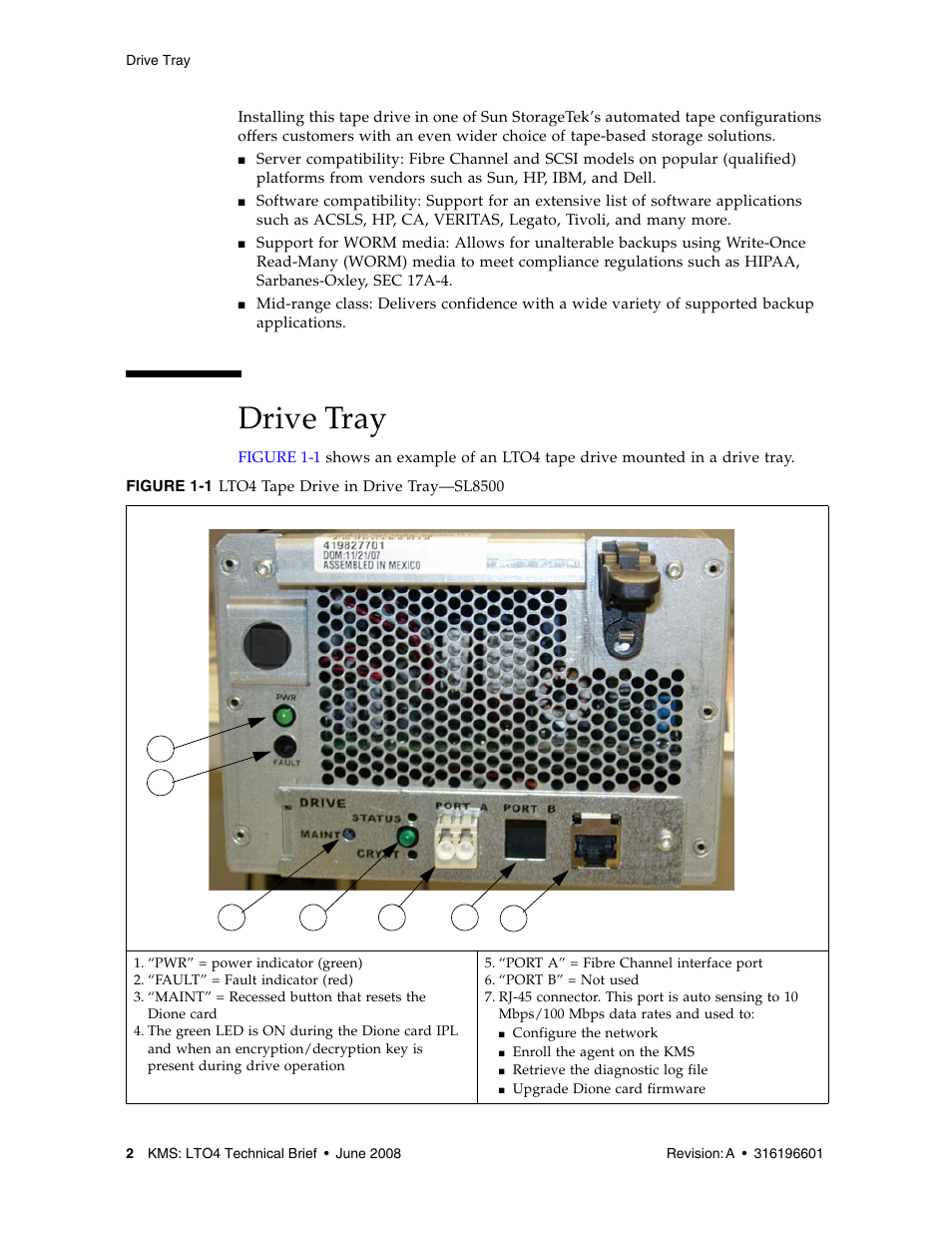 Drive tray, Drive tray 2 | Sun Microsystems StorageTek HP LTO4 User Manual | Page 10 / 38