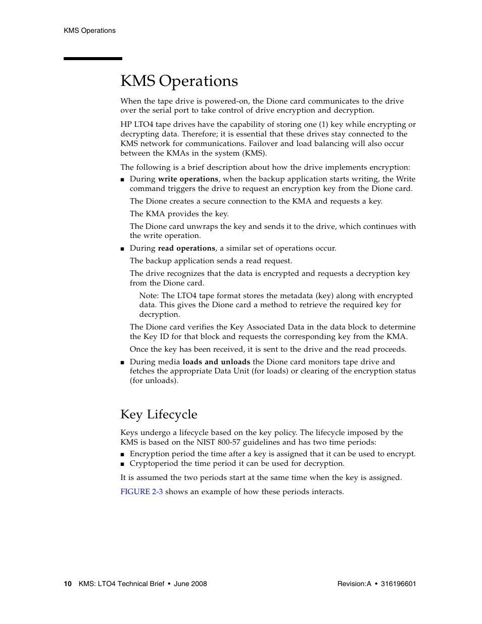 Kms operations, Key lifecycle, Kms operations 10 | Sun Microsystems StorageTek HP LTO4 User Manual | Page 18 / 38