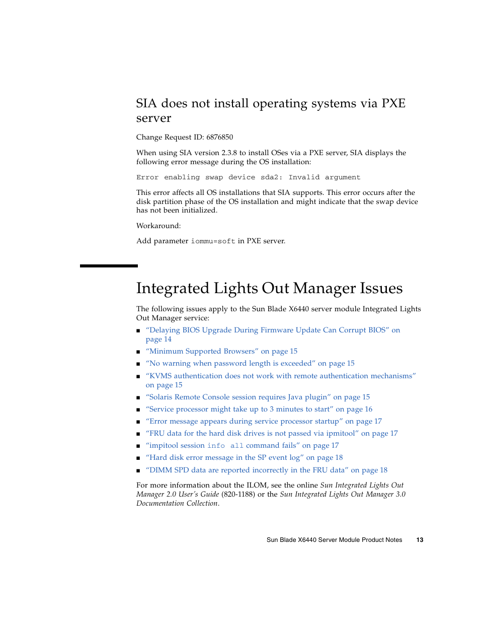 Integrated lights out manager issues | Sun Microsystems SUN BLADETM X6440 User Manual | Page 15 / 28